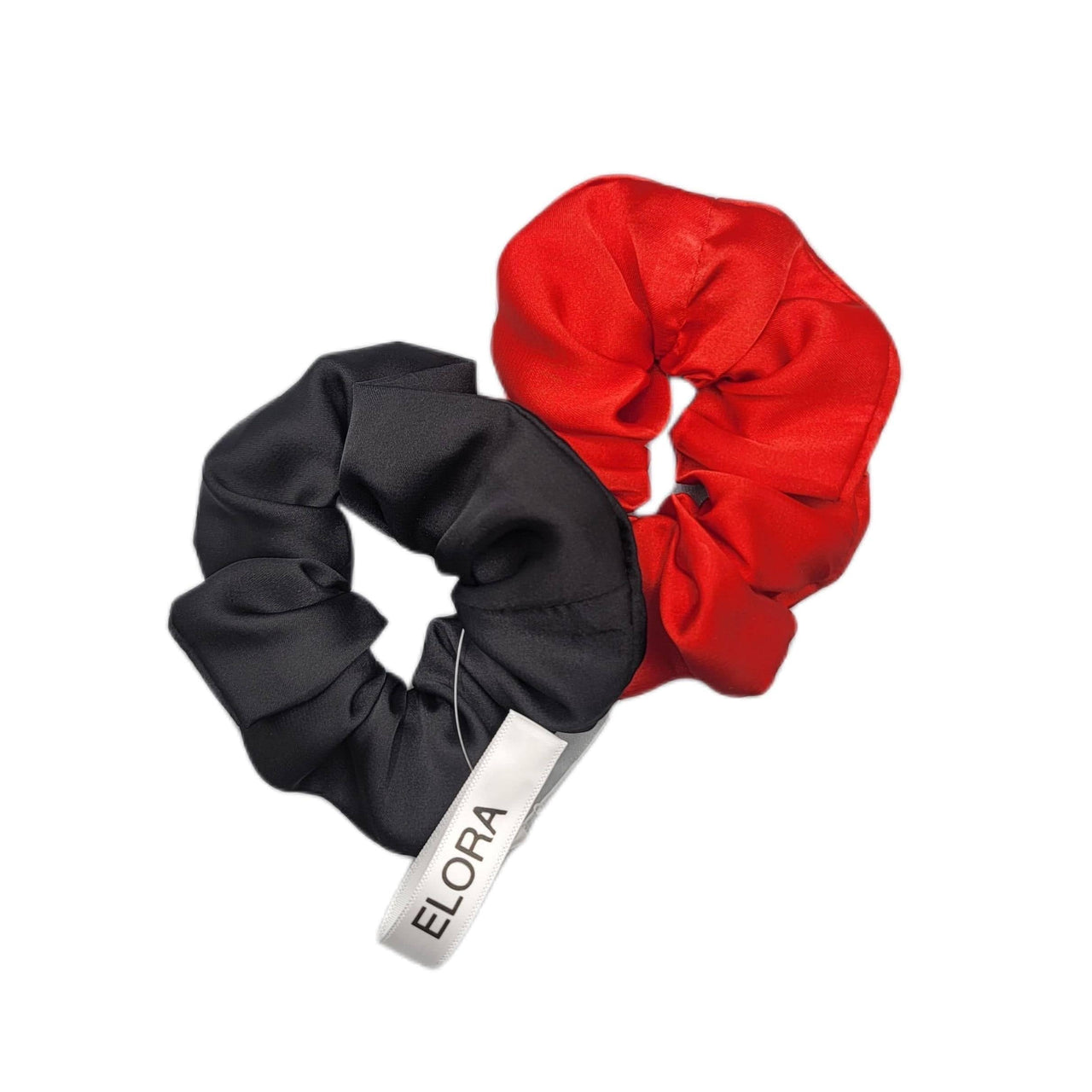 ELORA by M Headband & Scrunchy Black/Red Silk Scrunchy Set