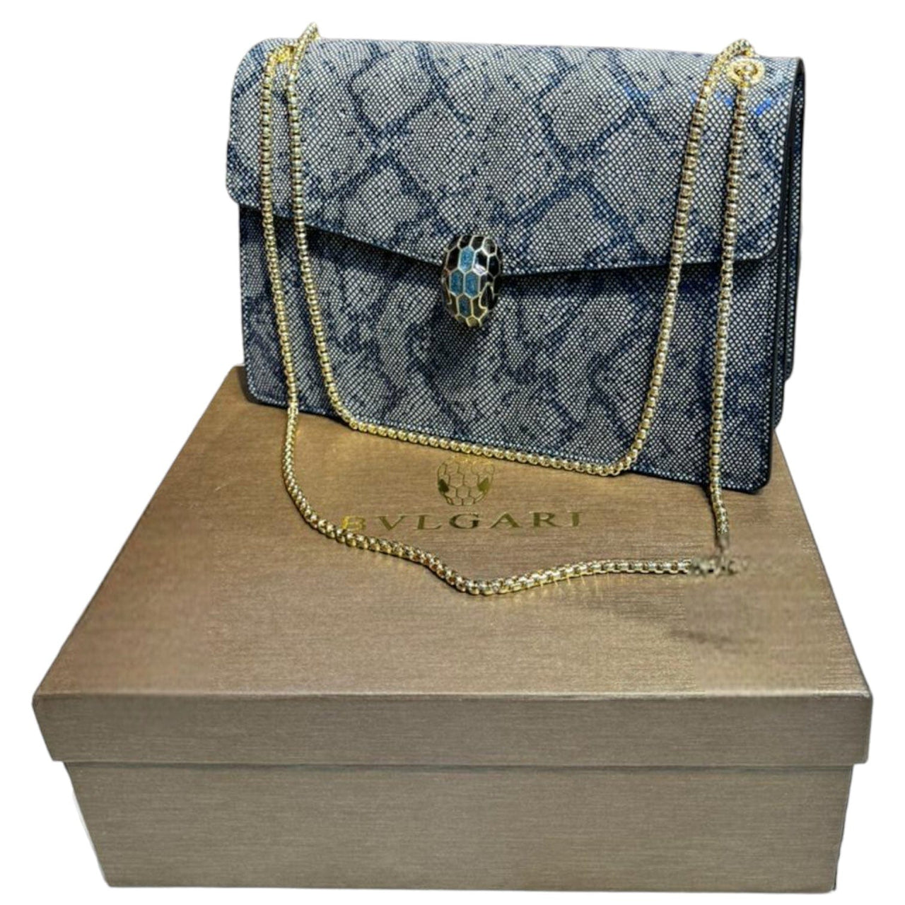 The Bag Couture Handbags, Wallets & Cases BVLGARI Serpenti Cabochon Shoulder Bag Blue