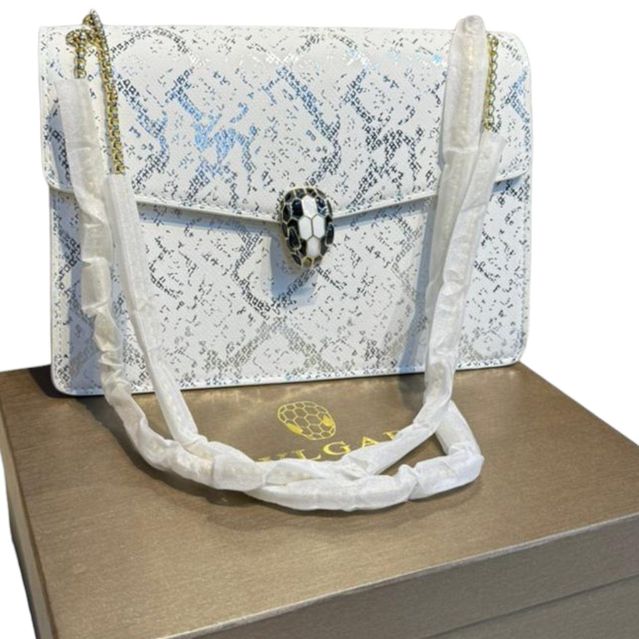 The Bag Couture Handbags, Wallets & Cases BVLGARI Serpenti Cabochon Shoulder Bag White