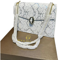 Thumbnail for The Bag Couture Handbags, Wallets & Cases BVLGARI Serpenti Cabochon Shoulder Bag White