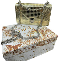 Thumbnail for The Bag Couture Handbags, Wallets & Cases Dior Metallic Gold Python Medium Diorama Shoulder Bag