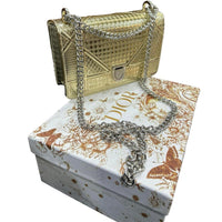 Thumbnail for The Bag Couture Handbags, Wallets & Cases Dior Metallic Gold Python Medium Diorama Shoulder Bag