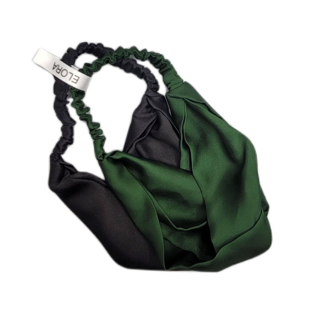 ELORA by M Headband & Scrunchy Emerald/Black Silk Headband Set