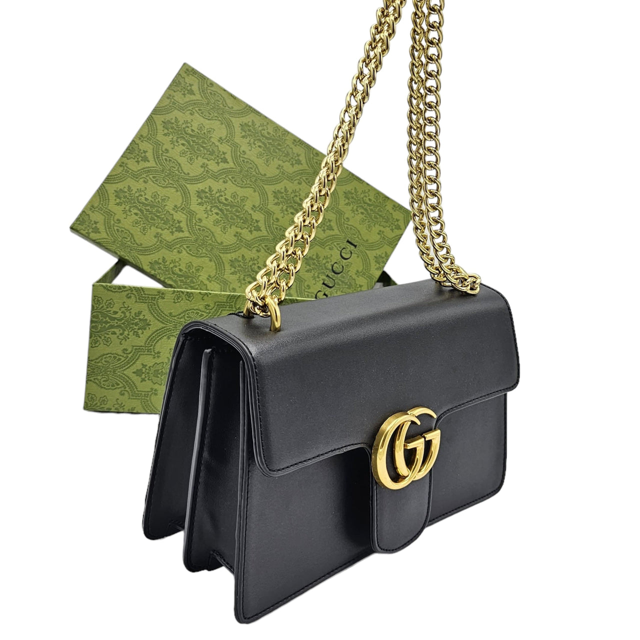 The Bag Couture Handbags, Wallets & Cases Gucci GG Marmont Chain Shoulder / Crossbody Bag Black