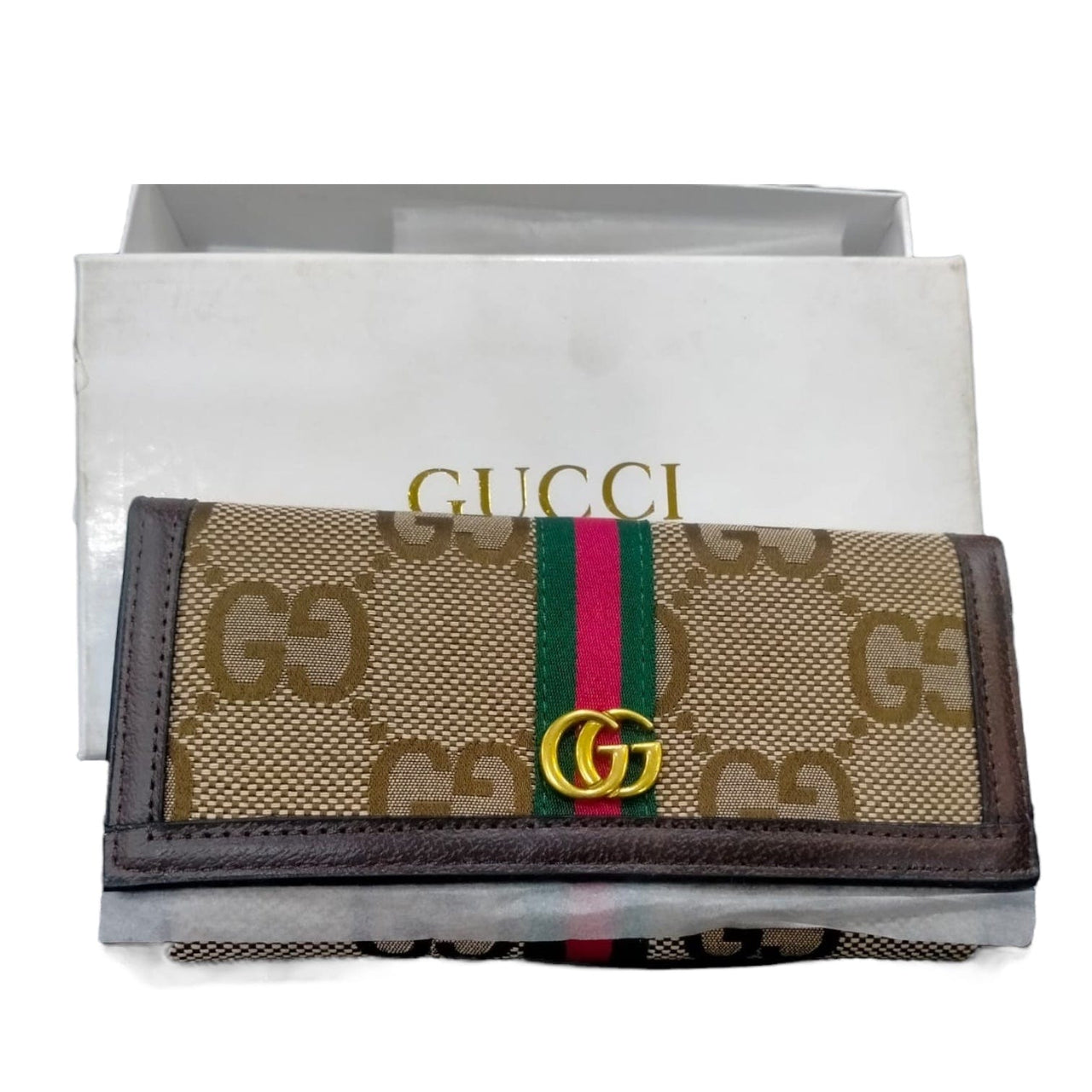 The Bag Couture Luggage & Bags Gucci Ophidia Big GG 3 Fold Wallet Brown