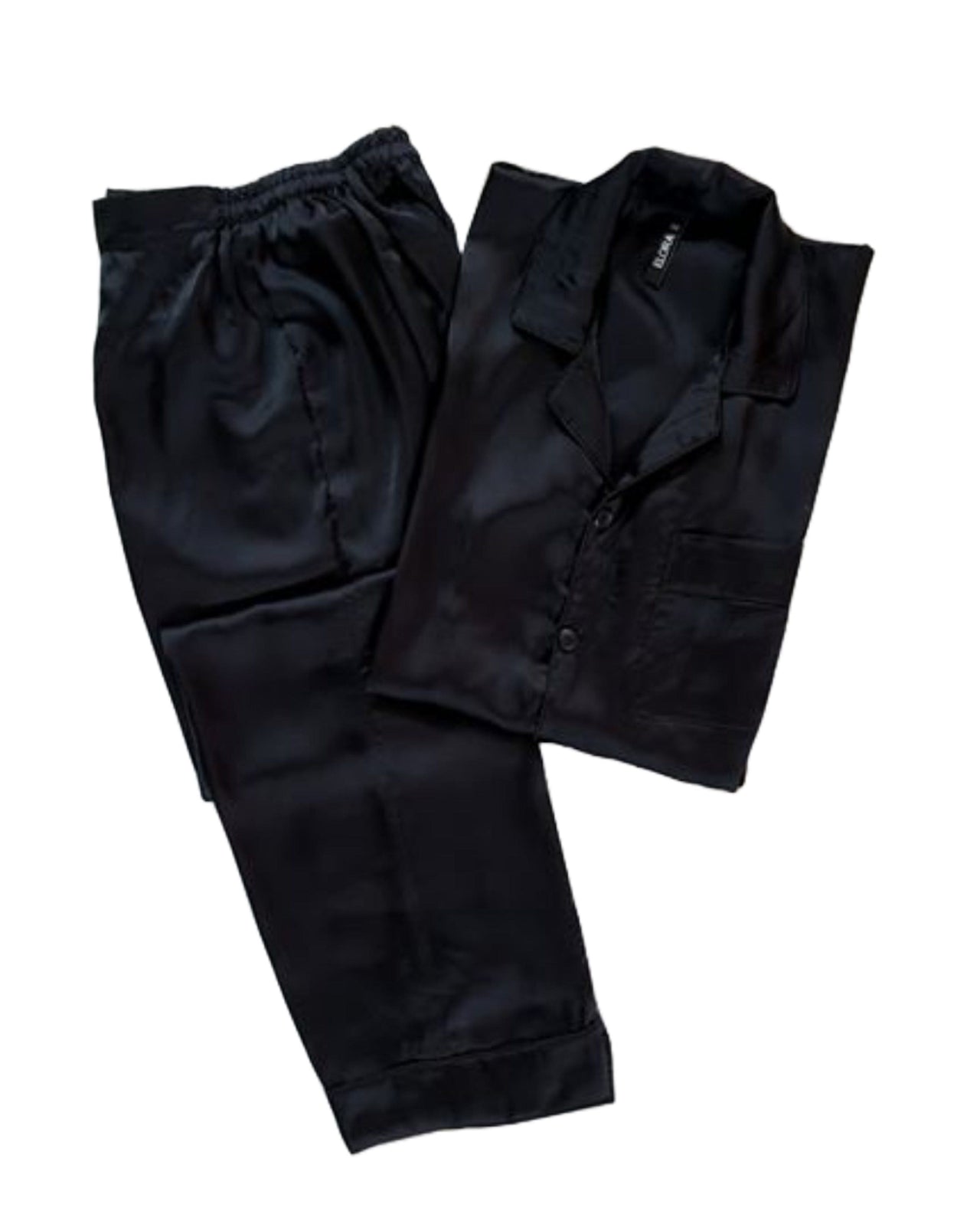 Elora by M Men Mens’ PJs Men’s Solid Black Silk