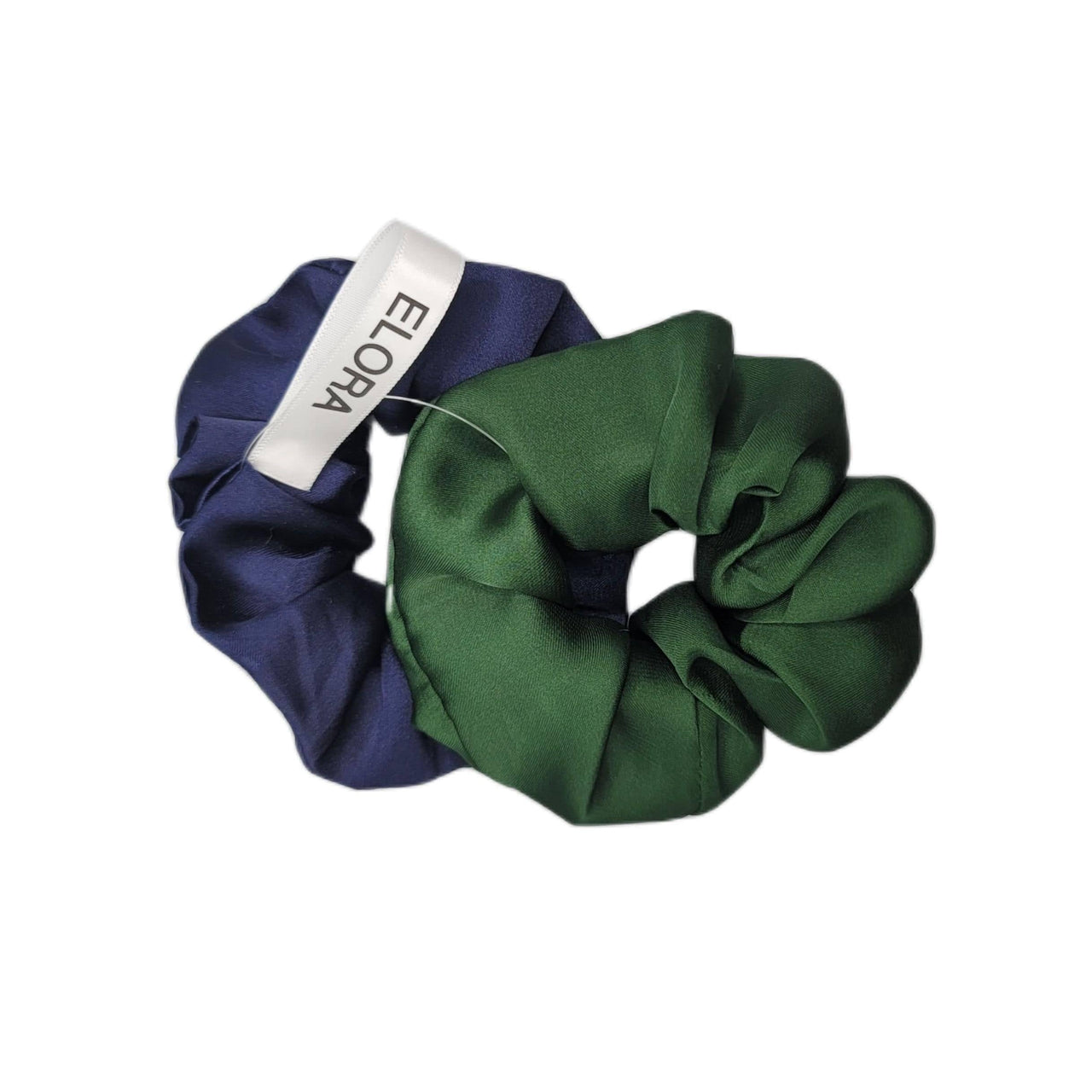 ELORA by M Headband & Scrunchy Navy/Emerald Silk Scrunchy Set