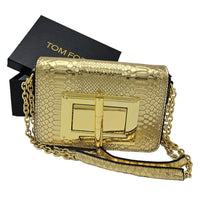 Thumbnail for The Bag Couture Handbags, Wallets & Cases TOM FORD Natalia Python Medium Shoulder Bag Gold