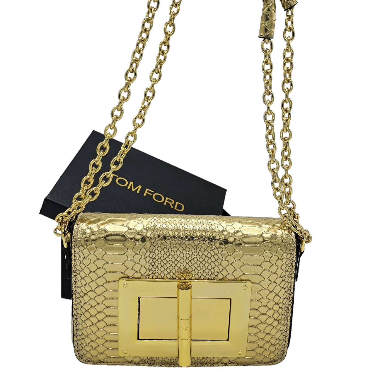 The Bag Couture Handbags, Wallets & Cases TOM FORD Natalia Python Medium Shoulder Bag Gold