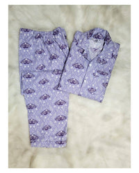 Thumbnail for Elora by M PJs Violet Butterflies Buttoned Flannel Cotton