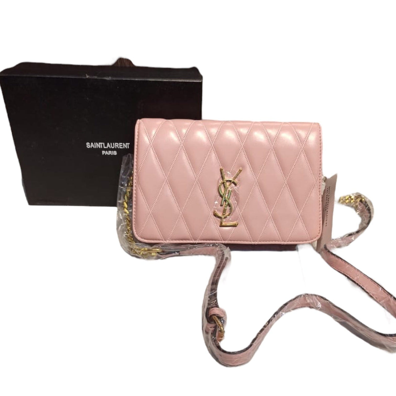 The Bag Couture Handbags, Wallets & Cases YSL Baby Pink Quilted Becky Chain Wallet Shoulder Bag