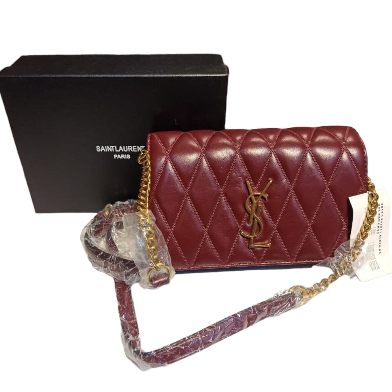 The Bag Couture Handbags, Wallets & Cases YSL Burgundy Quilted Becky Chain Wallet Shoulder Bag