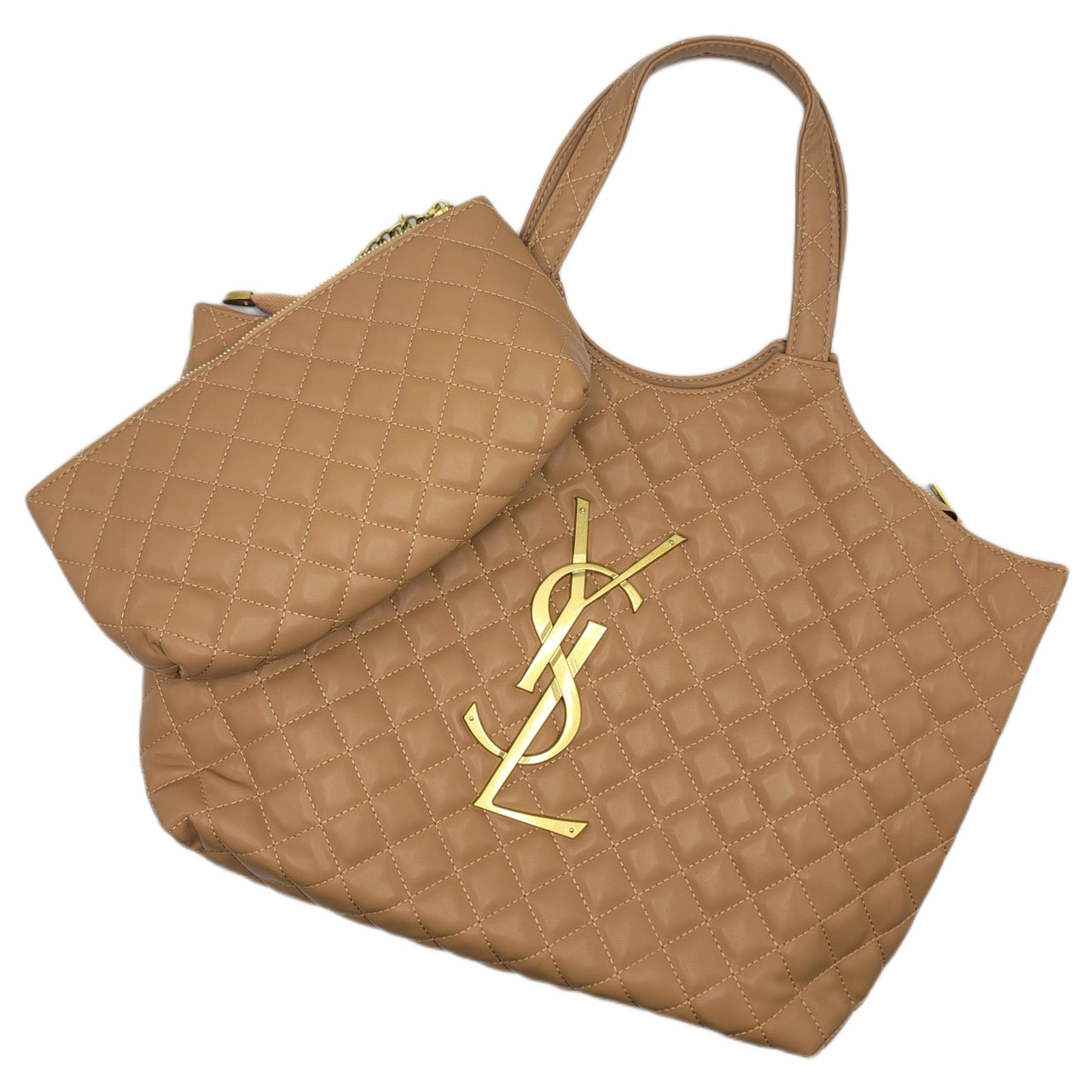 The Bag Couture Handbags, Wallets & Cases Beige YSL iCare Quilted Tote Bag Black/White/Beige