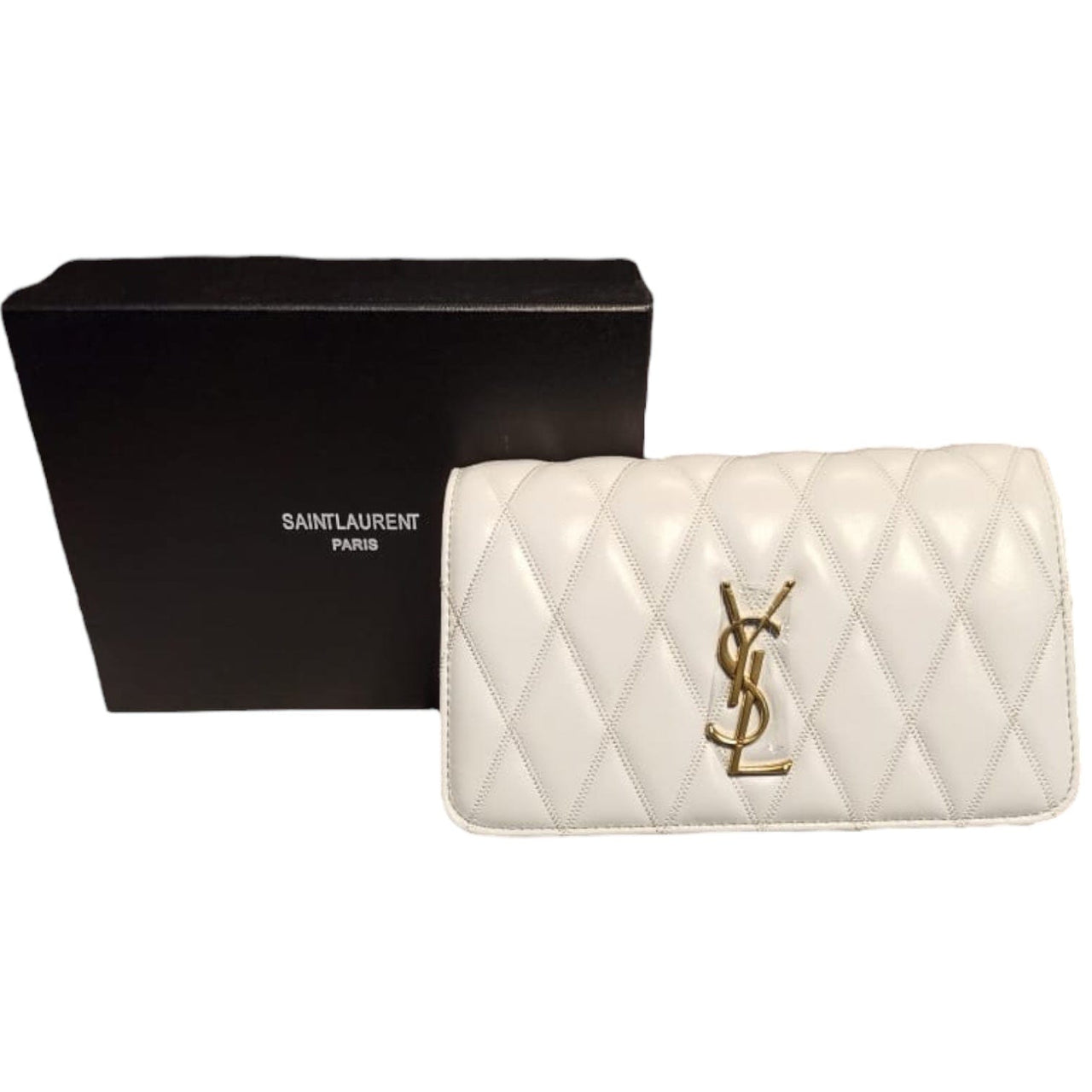 The Bag Couture Handbags, Wallets & Cases YSL Ivory Quilted Becky Chain Wallet Shoulder Bag