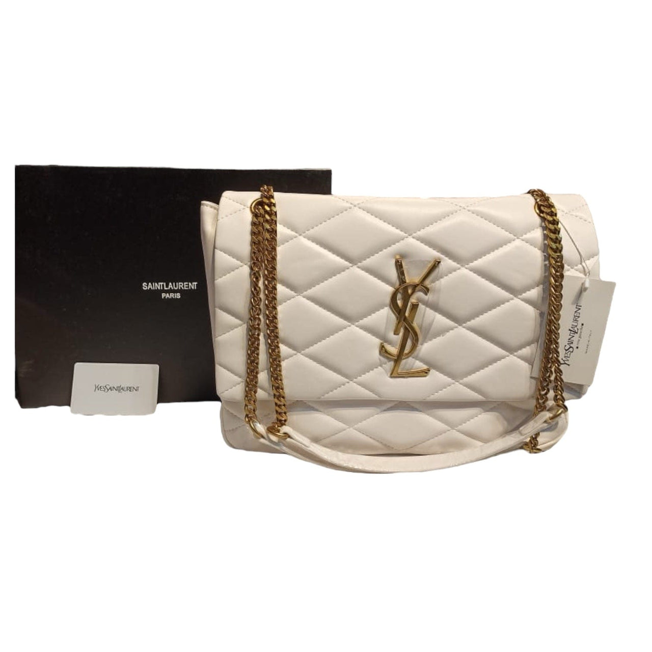 The Bag Couture Handbags, Wallets & Cases YSL Quilted Loulou Medium Shoulder / Crossbody Bag Ivory