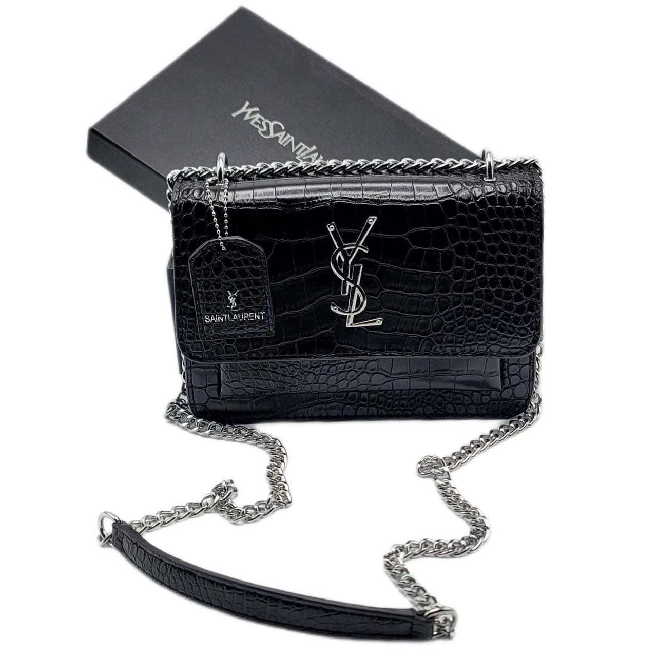 YSL Sunset Medium Shoulder Bag Black Silver - EBM | TBC elorabym.com {{ shop.shopifyCountryName }} - Discounted Prices - Online Store - Best Nightsuits in Pakistan - Sale -Cash On Delivery - Online Payment - Bank Transfer - Shipping Worldwide - Sleepwear - Nighties - Crossbody - Handbag - Nightsuit - Nigh Suit - Nightwear - Sunglasses - Bags - Wallets