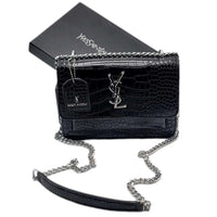 Thumbnail for YSL Sunset Medium Shoulder Bag Black Silver - EBM | TBC elorabym.com {{ shop.shopifyCountryName }} - Discounted Prices - Online Store - Best Nightsuits in Pakistan - Sale -Cash On Delivery - Online Payment - Bank Transfer - Shipping Worldwide - Sleepwear - Nighties - Crossbody - Handbag - Nightsuit - Nigh Suit - Nightwear - Sunglasses - Bags - Wallets