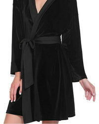 Thumbnail for Elora by M Velvet Robe | Gown Black Velvet Solid Robe | Gown