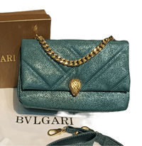 Thumbnail for The Bag Couture Handbags, Wallets & Cases BVLGARI Metallic Karung Matelasse Serpenti Cabochon Crossbody Bag Green