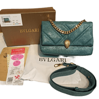 Thumbnail for The Bag Couture Handbags, Wallets & Cases BVLGARI Metallic Karung Matelasse Serpenti Cabochon Crossbody Bag Green