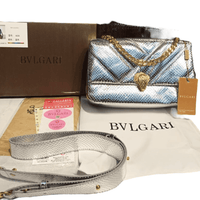 Thumbnail for BVLGARI Metallic Karung Matelasse Serpenti Cabochon Crossbody Bag Silver - EBM | TBC elorabym.com {{ shop.shopifyCountryName }} - Discounted Prices - Online Store - Best Quality In Pakistan - Sale -Cash On Delivery - Online Payment - Bank Transfer Facility - Shipping Worldwide - Sleepwear - Loungewear - Nighties - Crossbody - Handbag