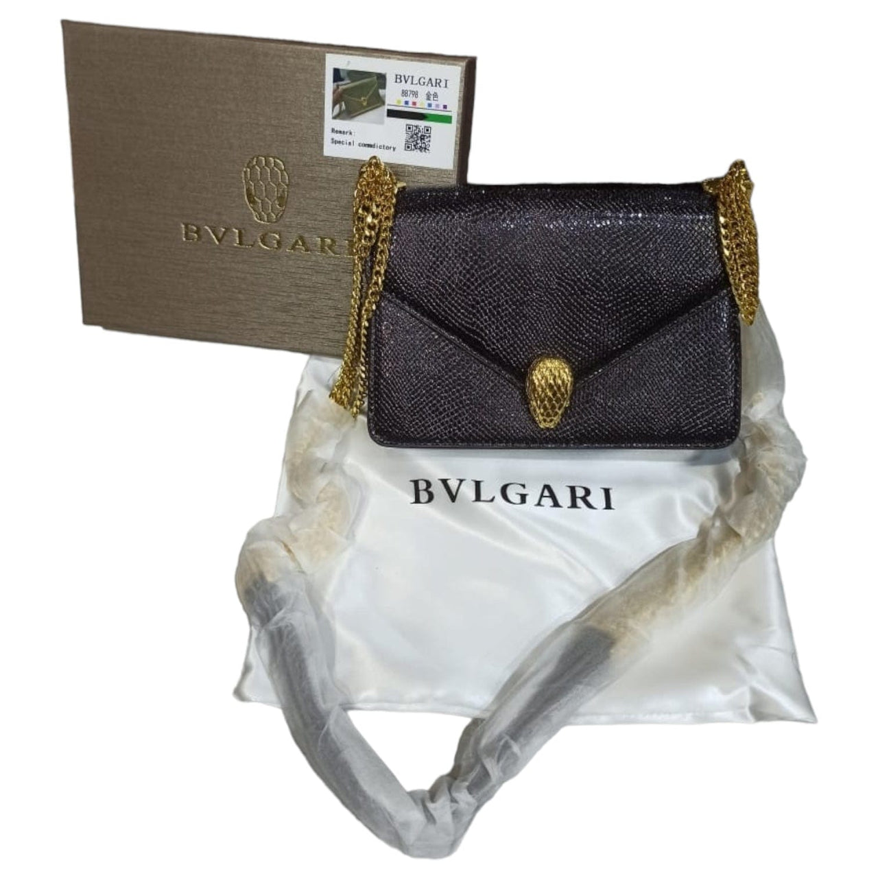 The Bag Couture Handbags, Wallets & Cases BVLGARI Serpenti Cabochon Shoulder Bag Black