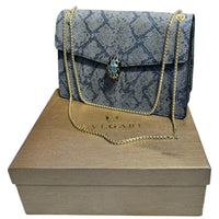 Thumbnail for The Bag Couture Handbags, Wallets & Cases BVLGARI Serpenti Cabochon Shoulder Bag Blue