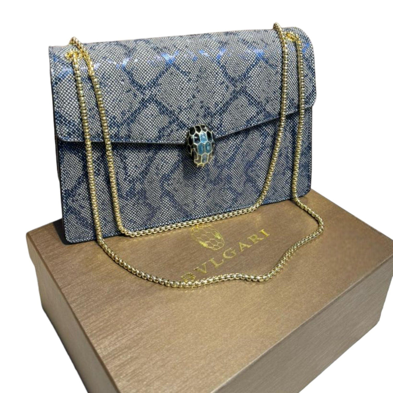 The Bag Couture Handbags, Wallets & Cases BVLGARI Serpenti Cabochon Shoulder Bag Blue