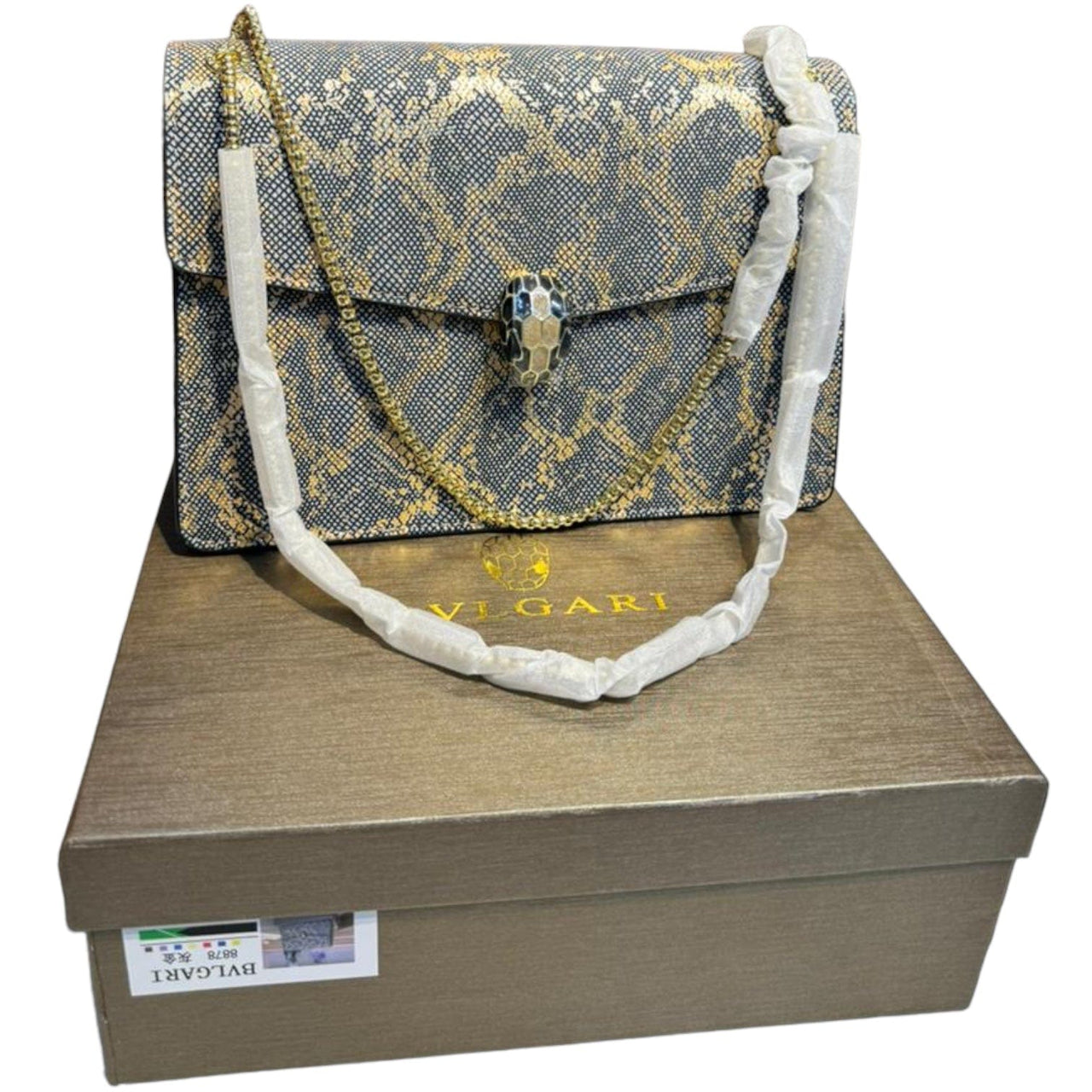 The Bag Couture Handbags, Wallets & Cases BVLGARI Serpenti Cabochon Shoulder Bag Grey