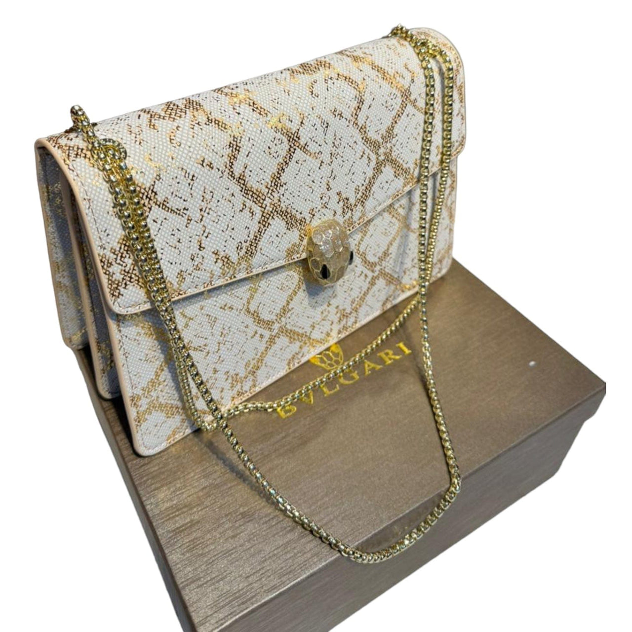 The Bag Couture Handbags, Wallets & Cases BVLGARI Serpenti Cabochon Shoulder Bag Ivory