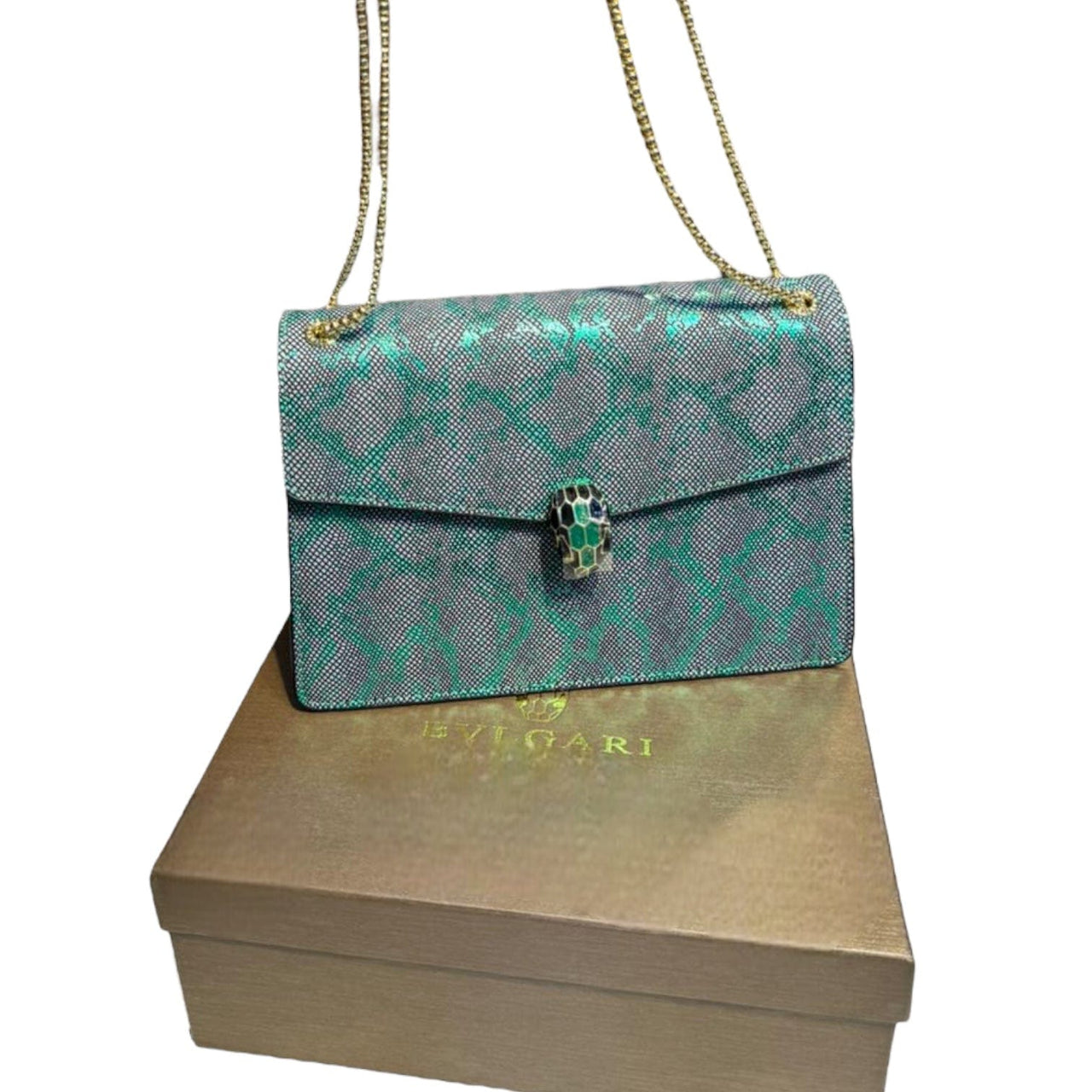 The Bag Couture Handbags, Wallets & Cases BVLGARI Serpenti Cabochon Shoulder Bag Teal