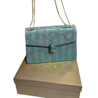 Thumbnail for The Bag Couture Handbags, Wallets & Cases BVLGARI Serpenti Cabochon Shoulder Bag Teal