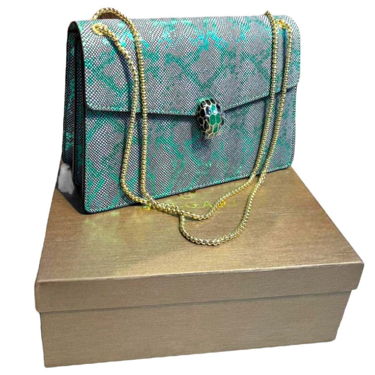 The Bag Couture Handbags, Wallets & Cases BVLGARI Serpenti Cabochon Shoulder Bag Teal