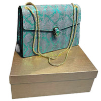 Thumbnail for The Bag Couture Handbags, Wallets & Cases BVLGARI Serpenti Cabochon Shoulder Bag Teal