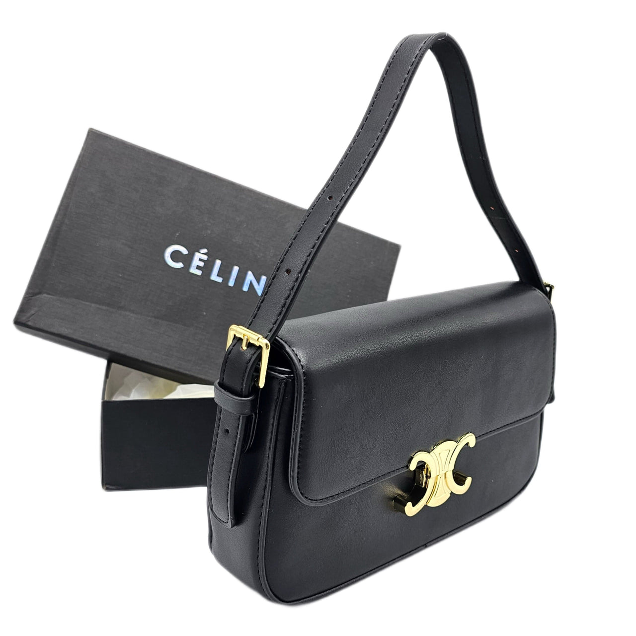 The Bag Couture Handbags, Wallets & Cases Celine Triomphe Shoulder / Crossbody Bag Black