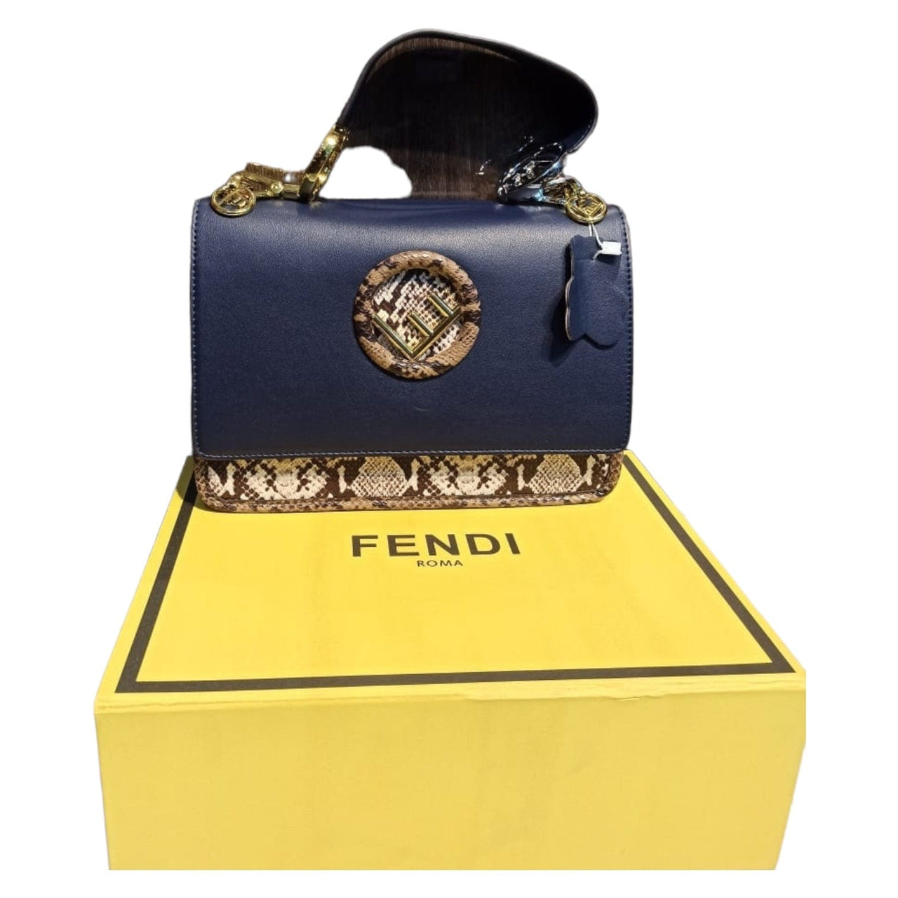 The Bag Couture Handbags, Wallets & Cases FENDI Kan I F Shoulder Bag Navy Python