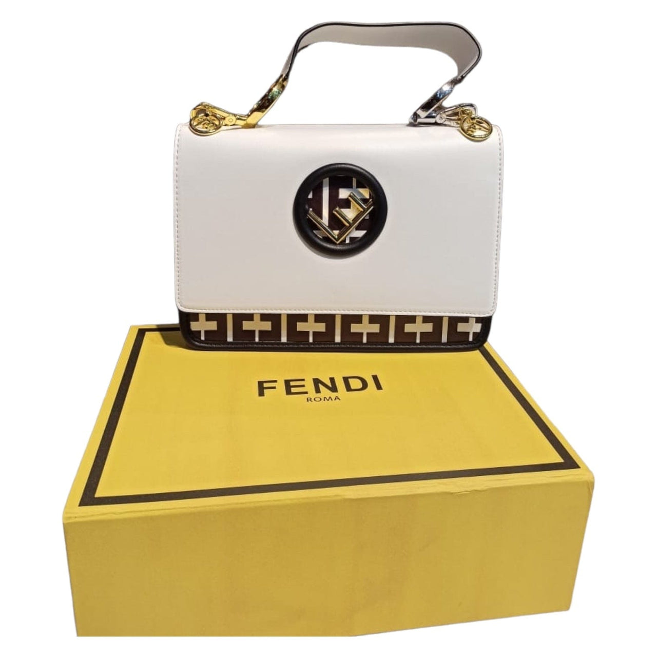 The Bag Couture Handbags, Wallets & Cases FENDI Kan I F Shoulder Bag White