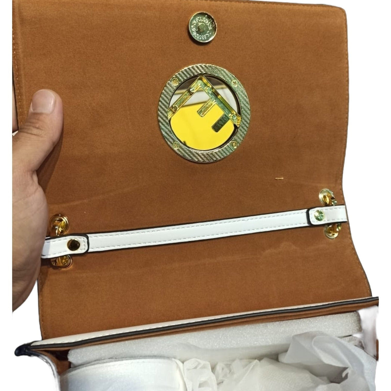 The Bag Couture Handbags, Wallets & Cases FENDI Kan I F Shoulder Bag White