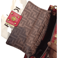 Thumbnail for The Bag Couture Handbags, Wallets & Cases FENDI X VERSACE Fendance Brooch Metal Embossed Premium Sling Bag Maroon