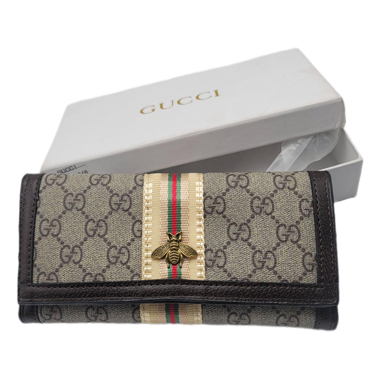 The Bag Couture Luggage & Bags Gucci 3 Fold Wallet Classic Bee Brown