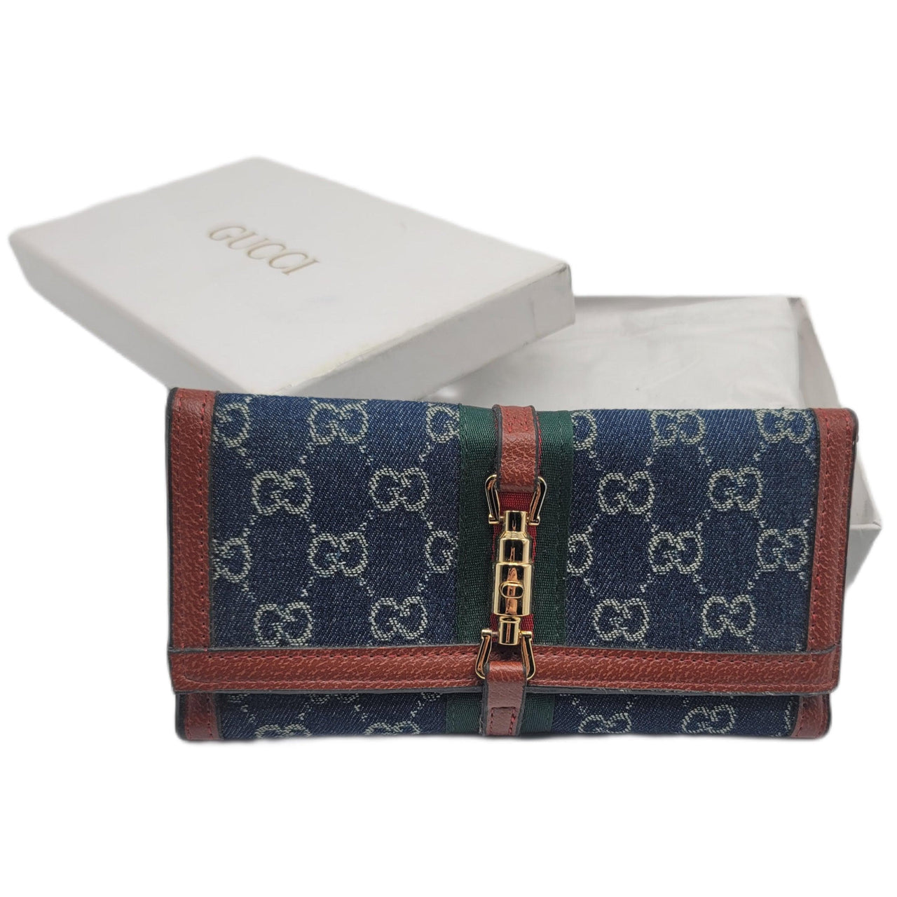The Bag Couture Luggage & Bags Gucci 3 Fold Wallet Navy Denim