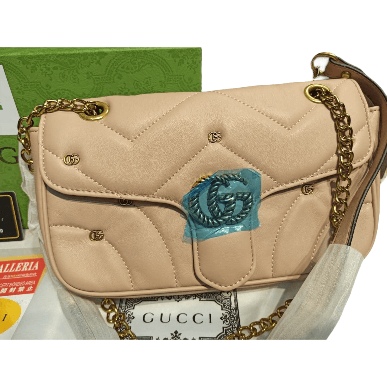 The Bag Couture Handbags, Wallets & Cases Gucci Double G Studs Mormont Shoulder Bag Beige