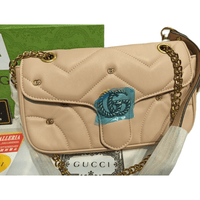 Thumbnail for The Bag Couture Handbags, Wallets & Cases Gucci Double G Studs Mormont Shoulder Bag Beige