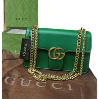 Thumbnail for The Bag Couture Handbags, Wallets & Cases Gucci GG Marmont Chain Shoulder / Crossbody Bag Green