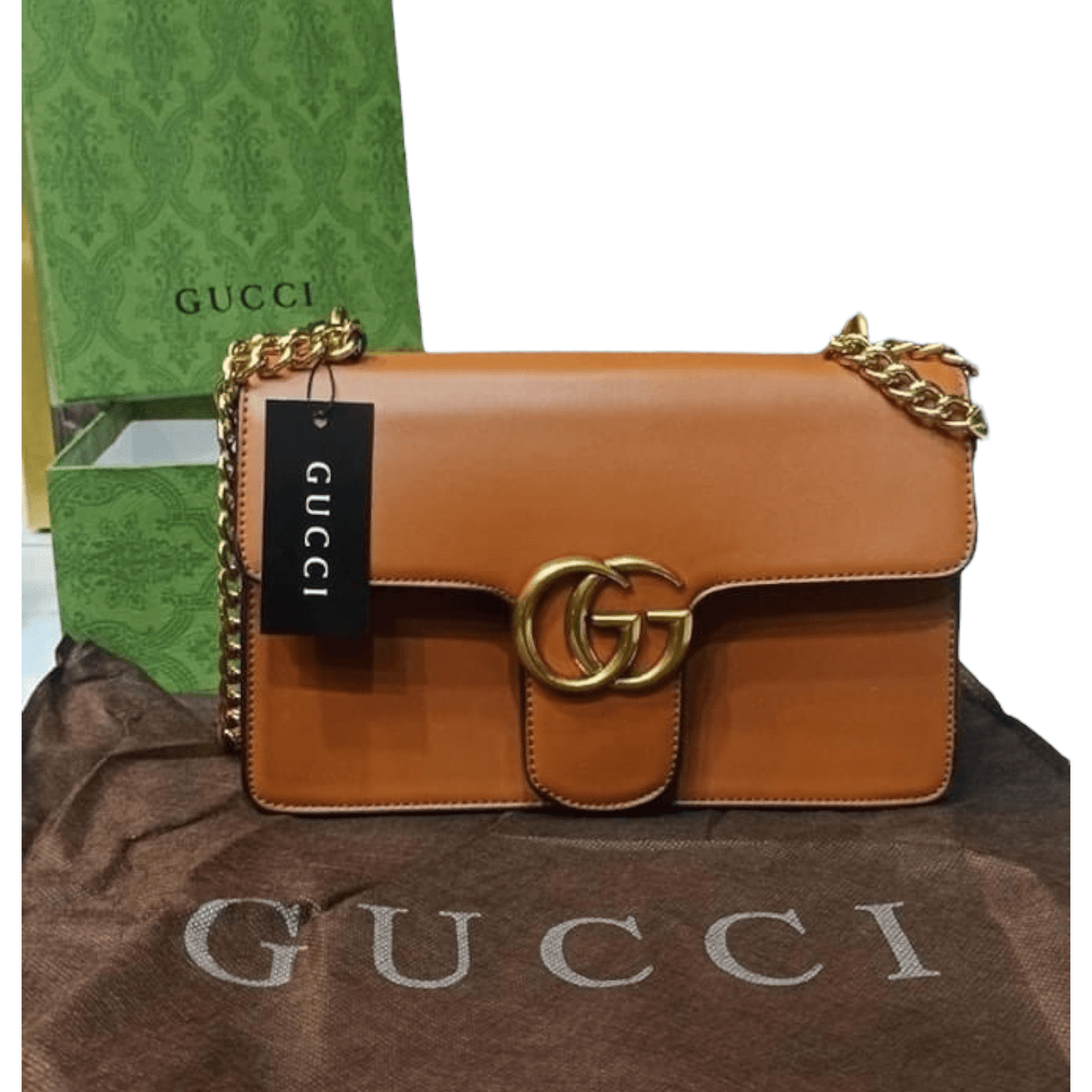The Bag Couture Handbags, Wallets & Cases Gucci GG Marmont Chain Shoulder / Crossbody Bag Tan