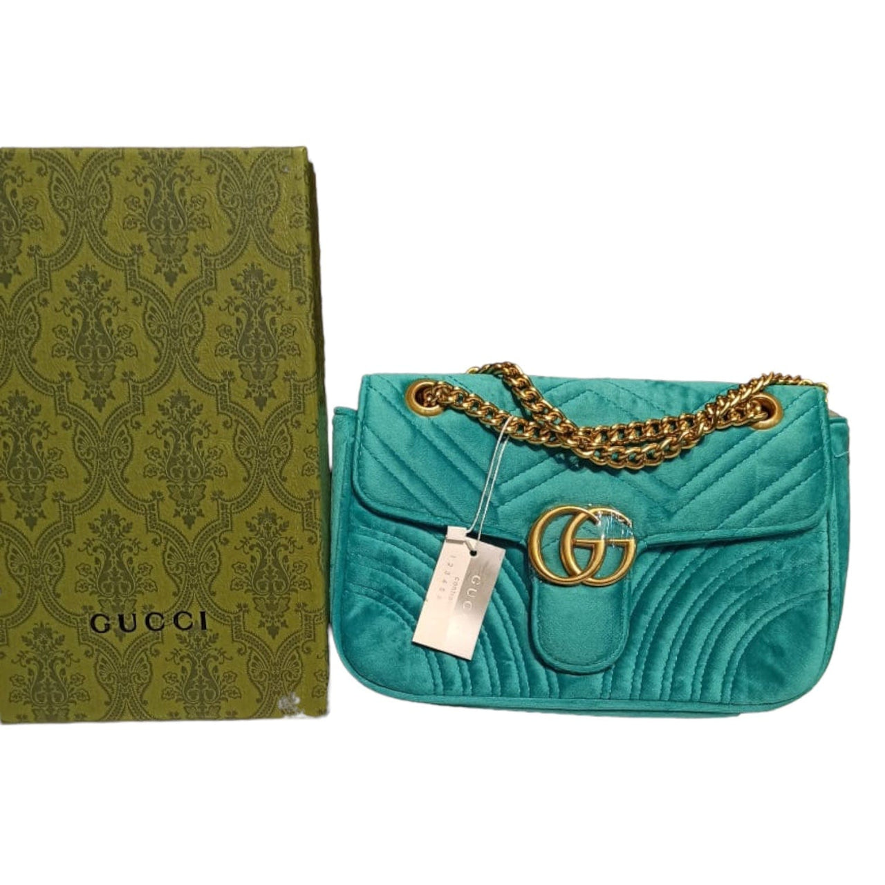 The Bag Couture Handbags, Wallets & Cases Gucci GG Petrol Blue Marmont Velvet Shoulder Bag
