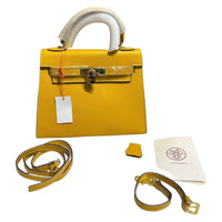 Thumbnail for The Bag Couture Handbags, Wallets & Cases HERMĒS Togo Kelly Retourne 28 Shoulder / Crossbody Bag Yellow