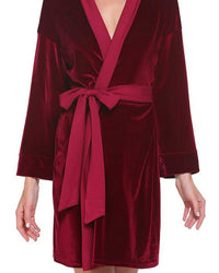 Thumbnail for Elora by M Velvet Robe | Gown Maroon Velvet Solid Robe | Gown