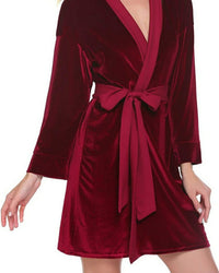 Thumbnail for Elora by M Velvet Robe | Gown Maroon Velvet Solid Robe | Gown