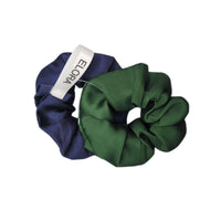 Thumbnail for ELORA by M Headband & Scrunchy Navy/Emerald Silk Scrunchy Set